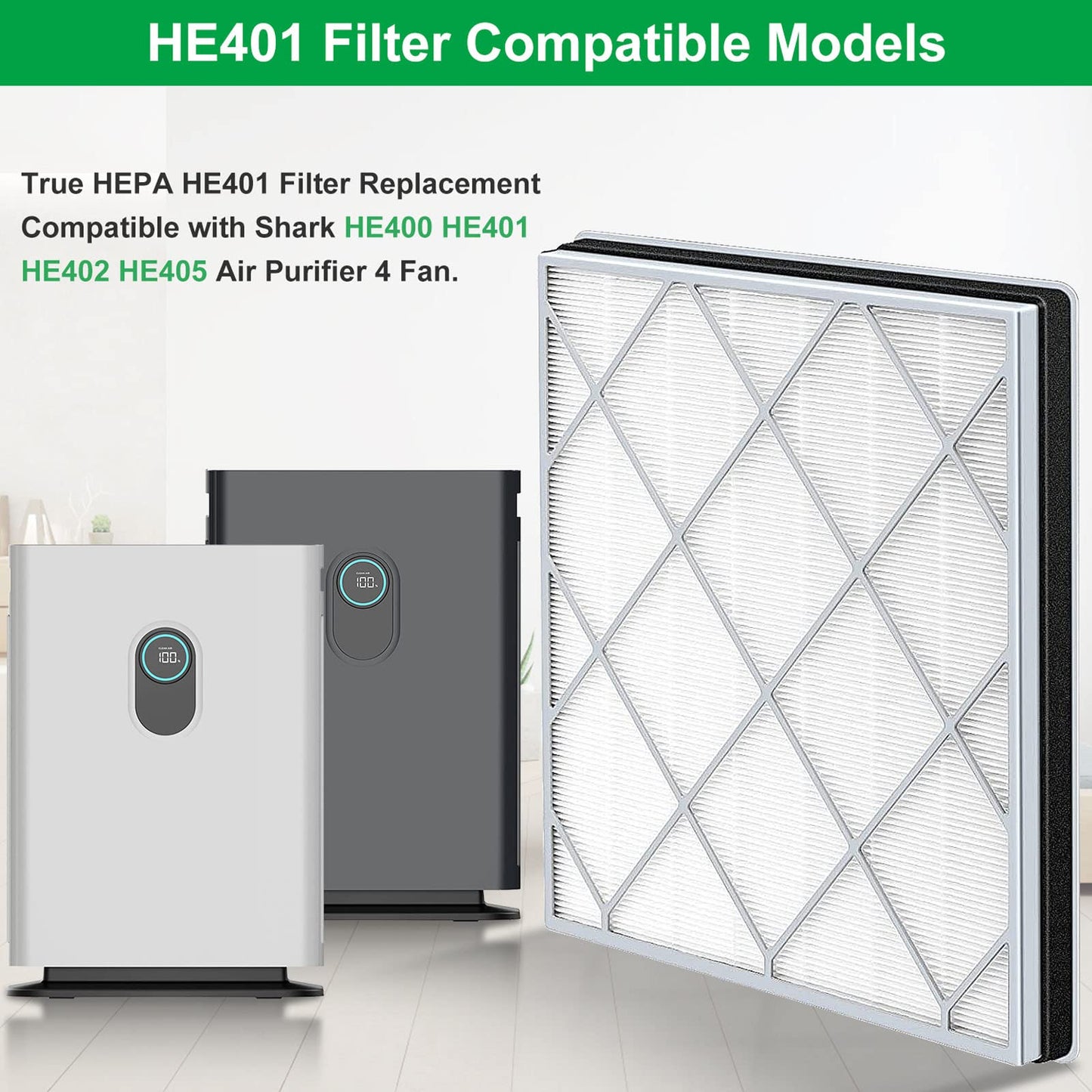 Compatible With Shark H13 HEPA Air Purifier HE401 HE402 HE405 HE400 Replacement Filter 2 Pack-Laukowind