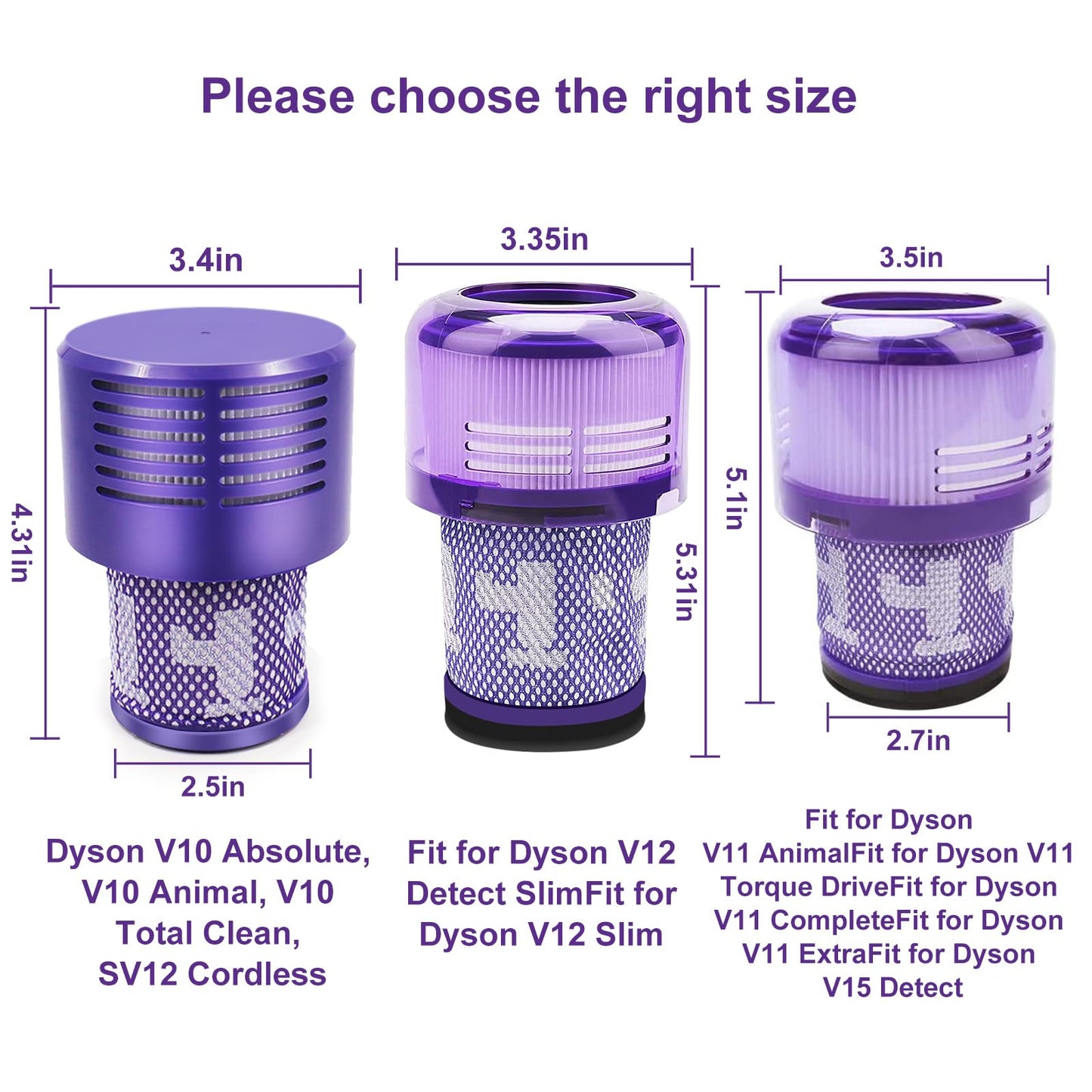 V10 Whirlwind Series Clean SV12 Household Vacuum Cleaner Filter Replacement 3 Pack-Laukowind