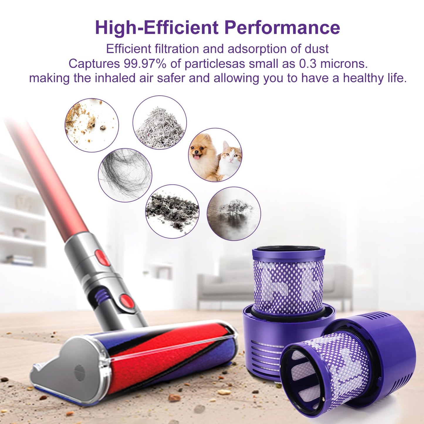 V10 Whirlwind Series Clean SV12 Household Vacuum Cleaner Filter Replacement 3 Pack-Laukowind