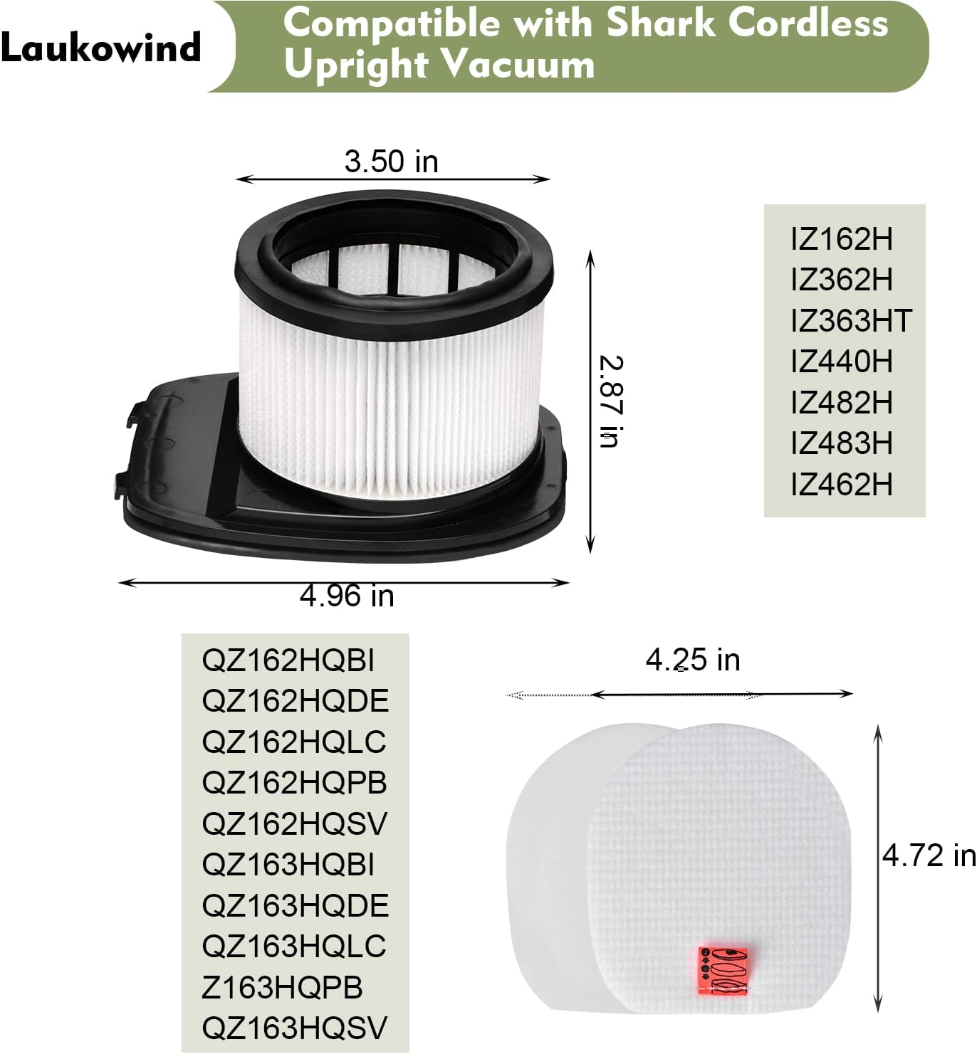 Shark IZ362H IZ462H IZ363HT IZ163H IZ483H Replacement Filter-Laukowind