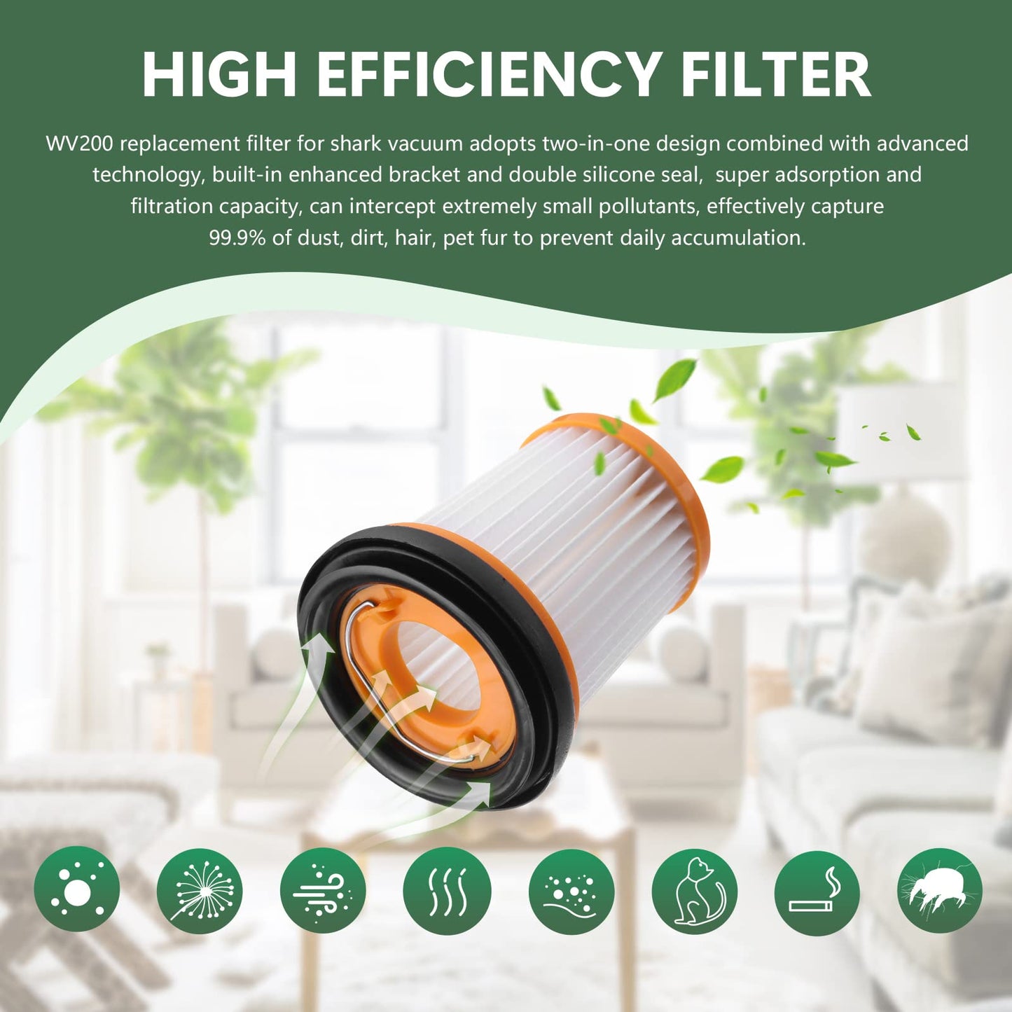 WV200 Shark Wandvac Filters Replacement For Shark ION W1 S87 WV201/WV205/WV220/WV221 4 Pack-Laukowind