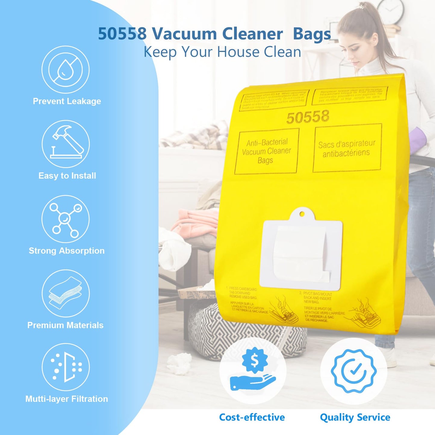 Compatible Kenmore Canister Type C/Q 50555/50557/50558 Vacuum Bags 25 Pack-Laukowind