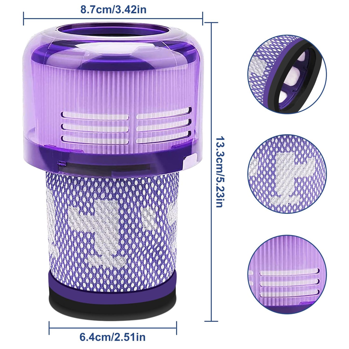 For Dyson V12 Vacuum Cleaner Washable Replacement Filter 4 Pack-Laukowind