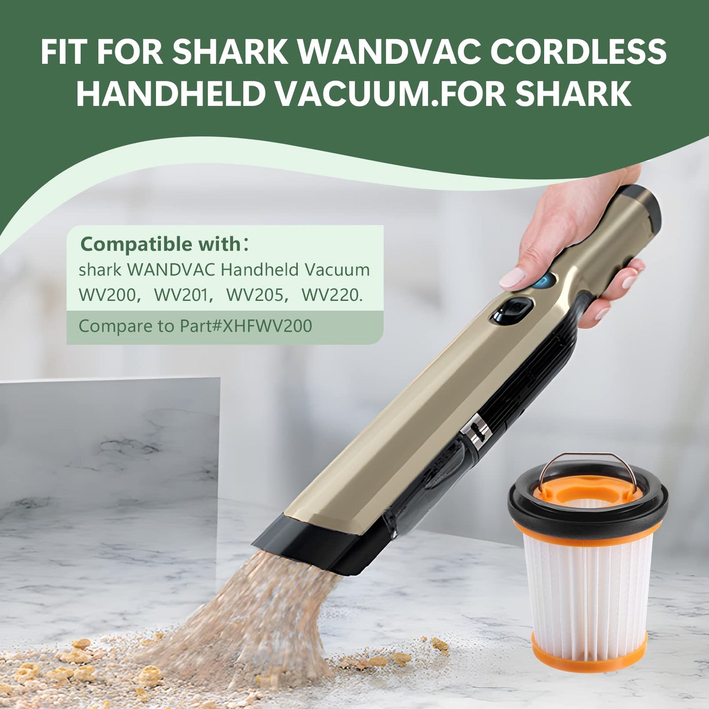 4 Pack WV200 Shark Wandvac Filters Replacement for Shark ION W1 S87 Cordless Handhel
