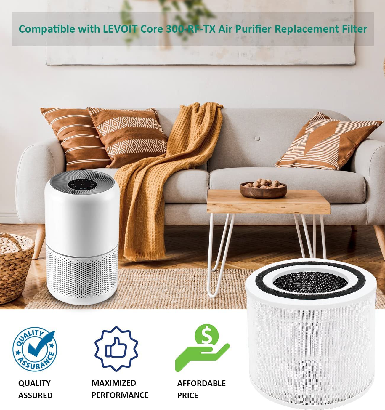 For LEVOIT Core 300 Air Purifier Parts True Replacement Filter 2 Pack,White-Laukowind