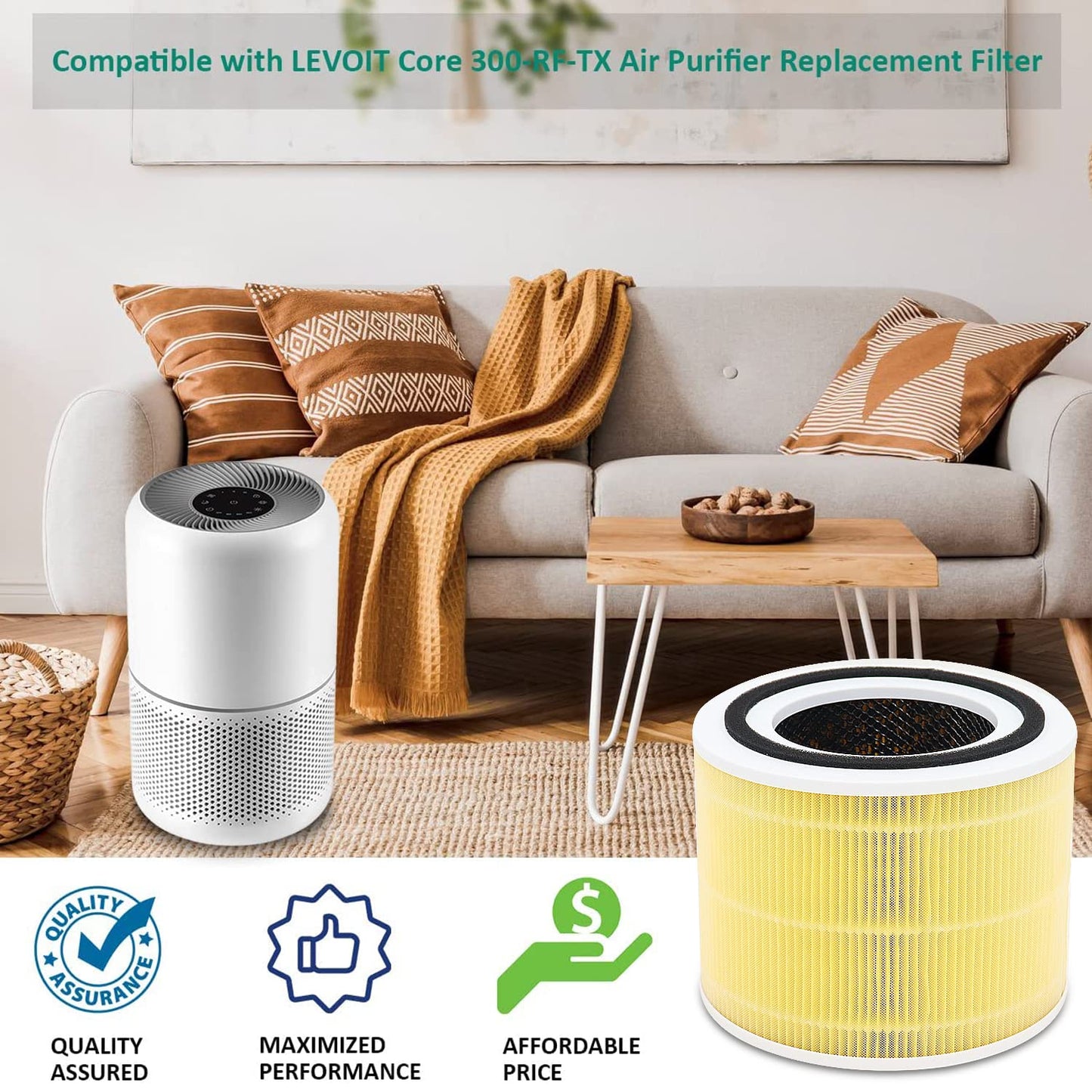 For LEVOIT Replacement Filter Compatible With Core 300-RF Filters Yellow 2 Pack-Laukowind